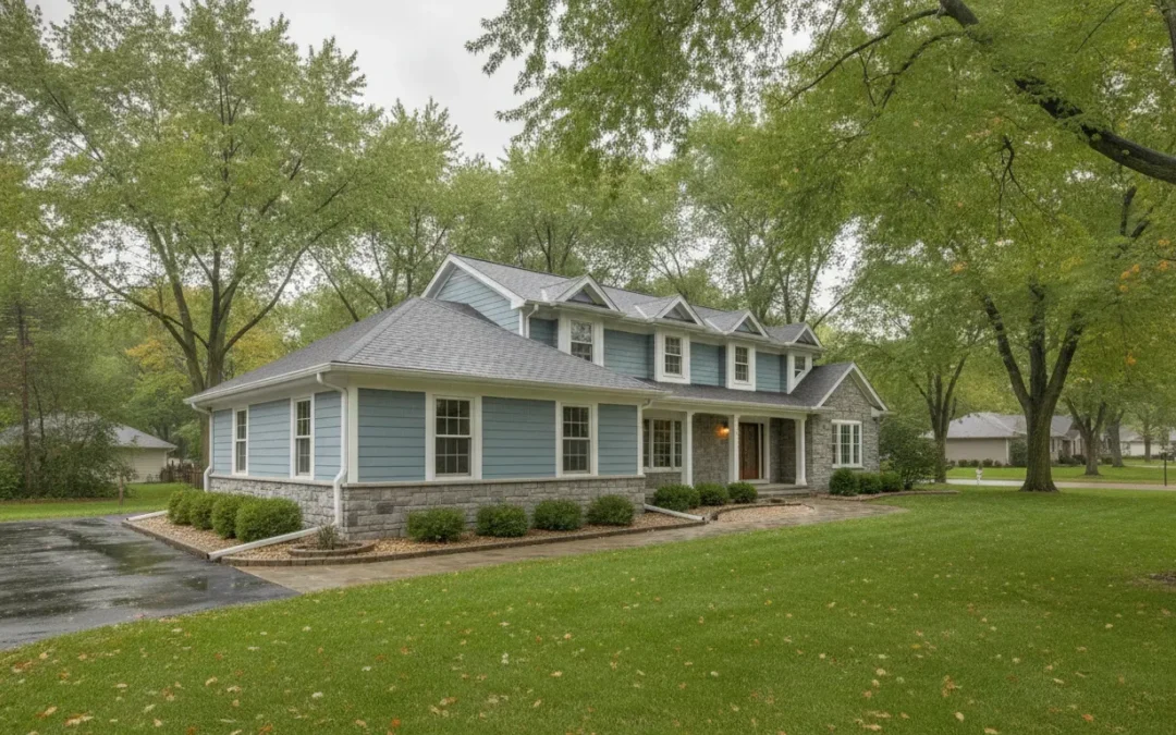 Michigan home with continuous seamless aluminum gutters along the roofline