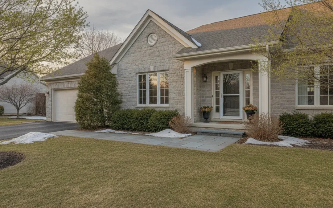 Michigan home entry with a full-view storm door for year-round protection