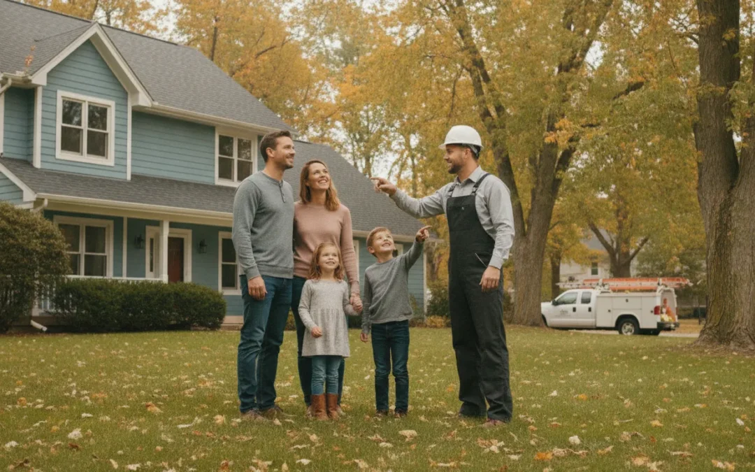 Fenton Michigan homeowner discussing roofing with a contractor