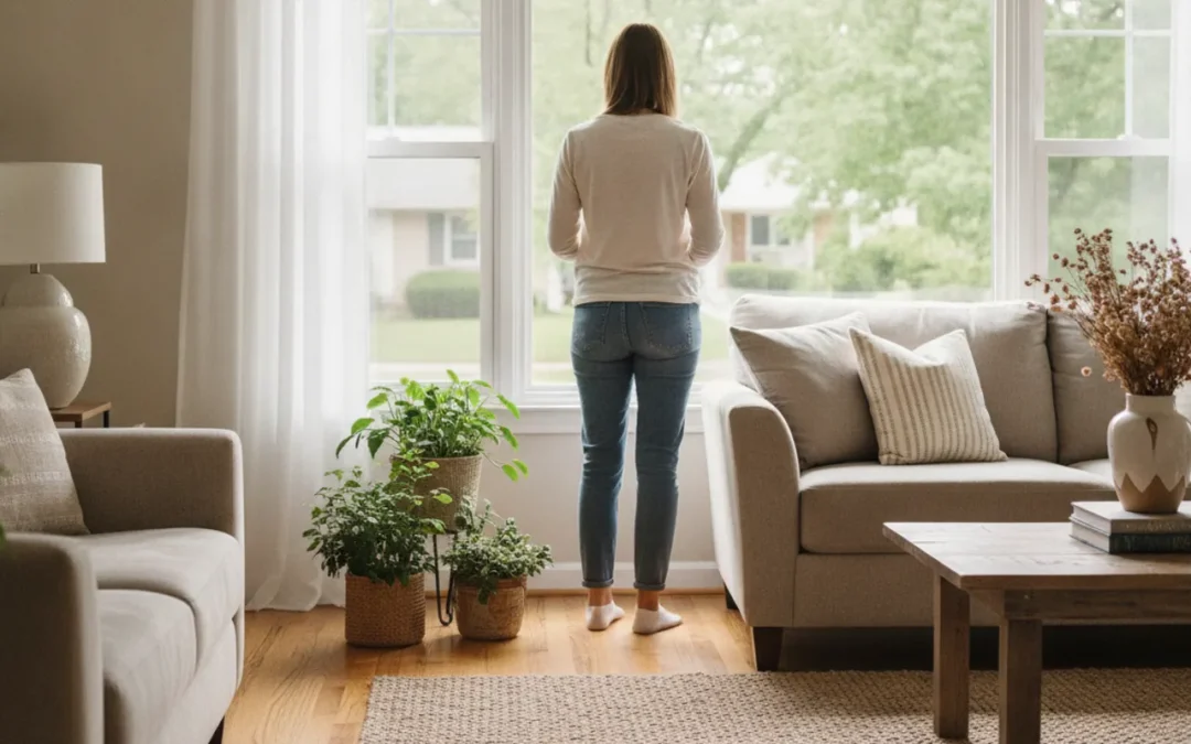 Replacement windows in a Michigan home with natural light and a view of the exterior